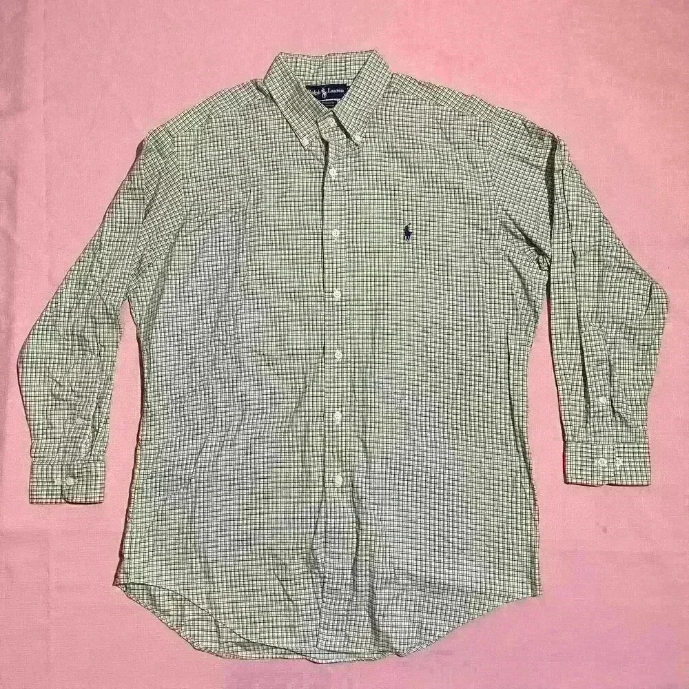 Vintage Ralph Lauren Mens Plaid Long Sleeve Button Up Shirt Yarmouth 16 32/33